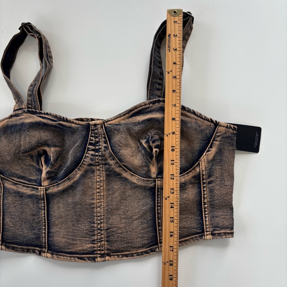 American Bazi Women's Copper Acid Wash Crop Top Denim Top Size 3X, New with Tags - Picture 7 of 7